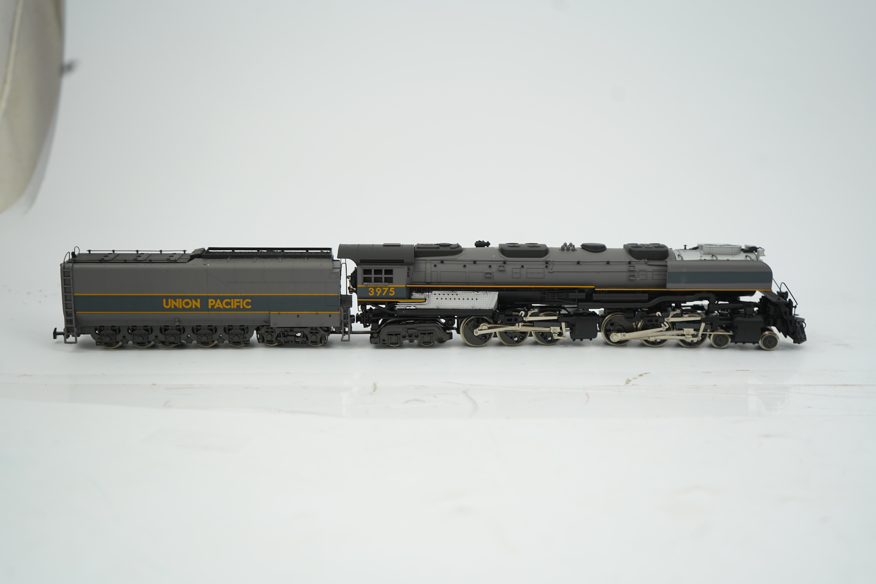 Two HO gauge Rovarossi Union Pacific locomotives; 3975, 4-6-6-4 tender locomotive, together with 836, 4-8-4 tender locomotive, both powered for two rail operation.